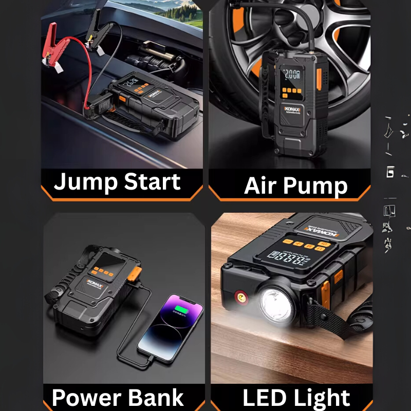 Load image into Gallery viewer, 4 in 1 Komax Super Energy Portable Car Wireless Jump Starter &amp; LED Light &amp; Air Pump
