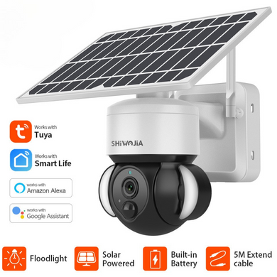 [With Flood Light] Tuya 3MP Solar Panel Battery Powered Wireless Wire-Free IP66 Outdoor PTZ Camera - Polar Tech Australia