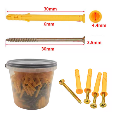 [400 Pieces Kit][M8/40mm] Plastic Expansion Wall Plugs And Screws Set