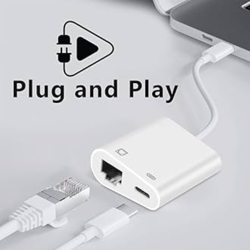 Load image into Gallery viewer, Type C / USB C to RJ45 Ethernet Port &amp; PD 60W Splitter Adapter - Polar Tech Australia

