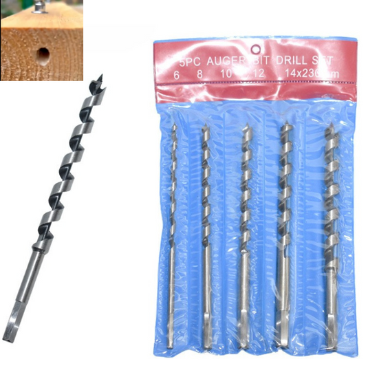 [5 in 1] Stainless Steel Wood Hole Cutter Long Drill Bit Set (6 - 14mm)