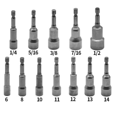 [12 in 1] Magnetic Suction Imperial & Metric Hex Shank Nut Setter Driver Drill Bit Socket Set