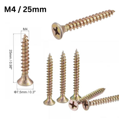 [330 Pieces][M4/25mm] Dry Wall Nail Self Tapping Zinc Screws Wood Screws Phillips Flat Head