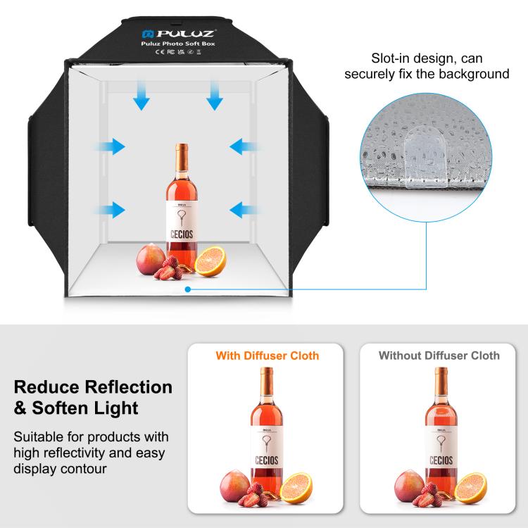 Load image into Gallery viewer, PULUZ 40cm Folding 72W LED Studio Light Tent Kit – with 4 Backdrops
