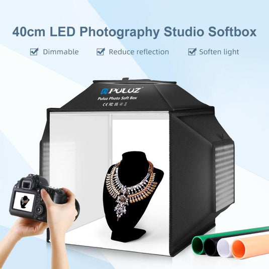 PULUZ 40cm Folding 72W LED Studio Light Tent Kit – with 4 Backdrops