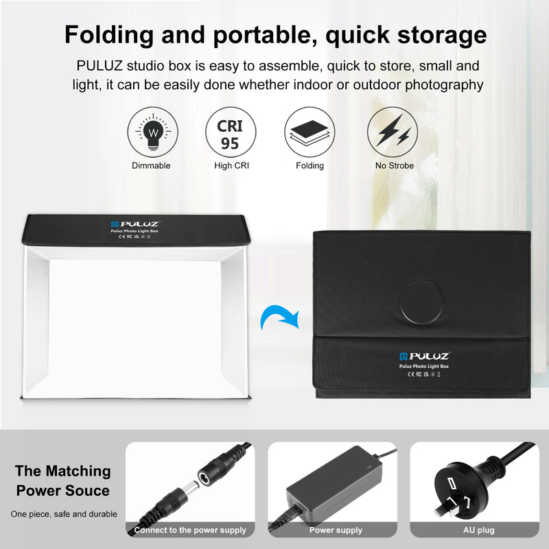 Load image into Gallery viewer, PULUZ Photo Studio Light Box – Portable 60 × 40cm Cuboid Photography Tent Kit with 4 Backdrops
