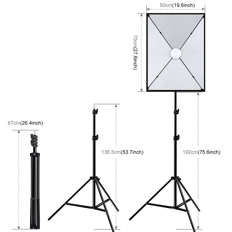Load image into Gallery viewer, 50x70cm Studio Softbox Kit – 1.6m Tripod Stand + Single E27 30W 5700K LED Light Bulb
