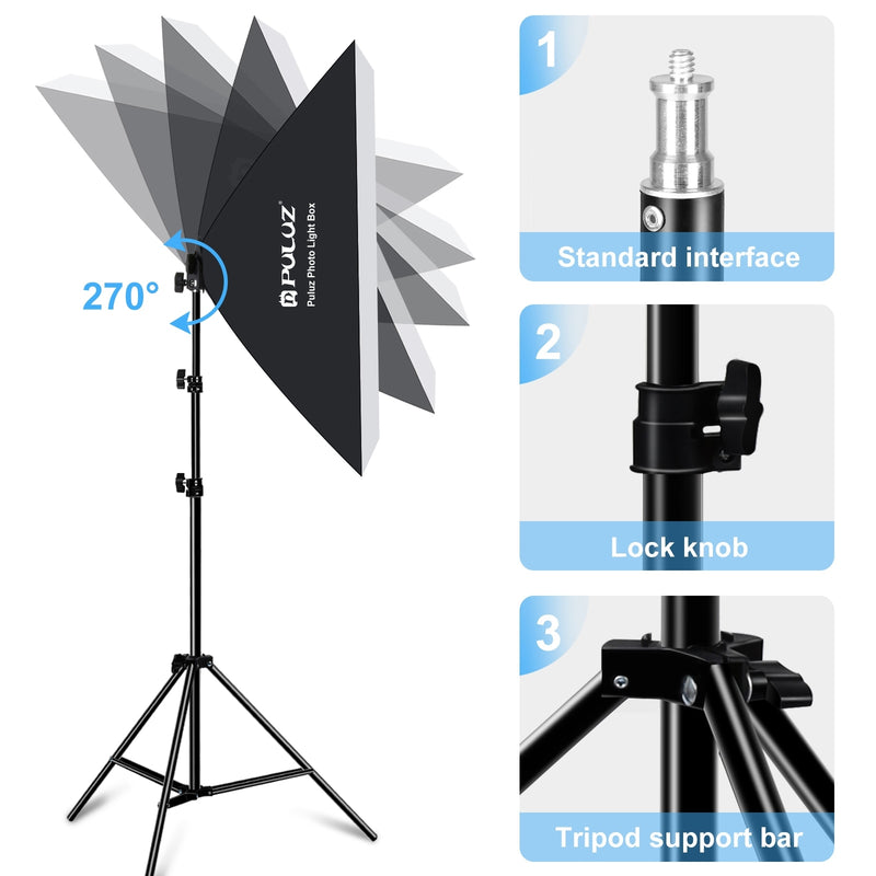 Load image into Gallery viewer, 50x70cm Studio Softbox Kit – 1.6m Tripod Stand + Single E27 30W 5700K LED Light Bulb
