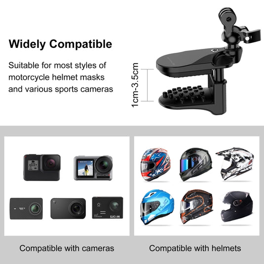 Motorcycle Helmet Chin Clamp Mount for GoPro and Other Action Cameras (Black) - Polar Tech Australia