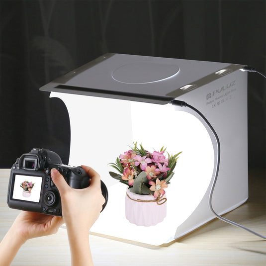 PULUZ 20cm Portable LED Lightbox Studio Kit – Includes 2 LED Panels & 6 Colour Backdrops - Polar Tech Australia
