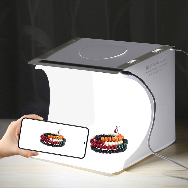 Load image into Gallery viewer, PULUZ 20cm Portable LED Lightbox Studio Kit – Includes 2 LED Panels &amp; 6 Colour Backdrops - Polar Tech Australia

