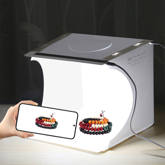 PULUZ 20cm Portable LED Lightbox Studio Kit – Includes 2 LED Panels & 6 Colour Backdrops - Polar Tech Australia