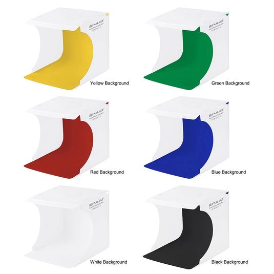 PULUZ 20cm Portable LED Lightbox Studio Kit – Includes 2 LED Panels & 6 Colour Backdrops - Polar Tech Australia
