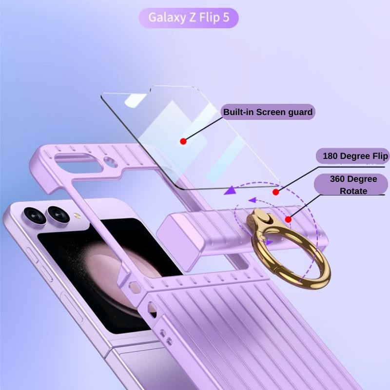 Cargue la imagen en el visor de la galería, Samsung Galaxy Flip 5 (SM-F731) - Suitcase Style Ring Holder Case - Polar Tech Australia
