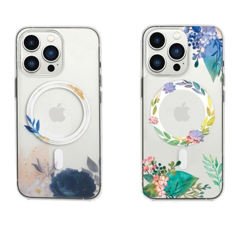 Cargue la imagen en el visor de la galería, [MagSafe Compatible][Flower Series] Apple iPhone 15/15 Plus/15 Pro/Max Magnetic Transparent Case Cover - Polar Tech Australia
