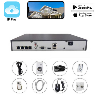 4 Channel With PoE Ports IP Pro Onvif CCTV Home Surveillance Security Camera NVR System - Polar Tech Australia
