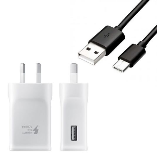 [With Cable][10W] Samsung Adaptive Fast Charging USB  Port Wall Charger Travel Power Adapter (AU Plug)