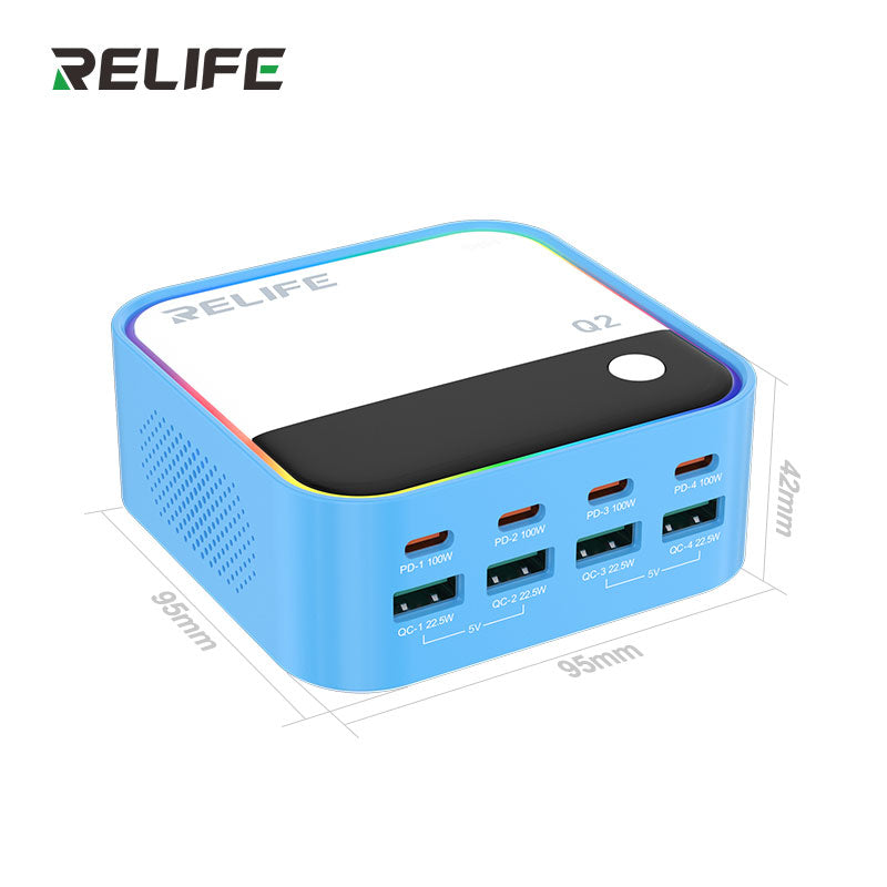 Chargez l&#39;image dans la visionneuse de la galerie, [RELIFE Q2] 120W GaN Desktop Charger – Fast, Smart &amp; Stylish - Polar Tech Australia
