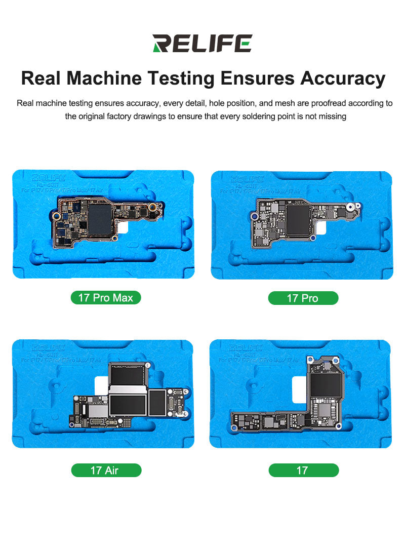 Load image into Gallery viewer, [RL-601T] RELIFE RL-601T 31 in 1 iPhone X-17 PM 16E Motherboard Middle Layer Board Plant Tin Platform 3D BGA Reballing Stencil Repair Kit
