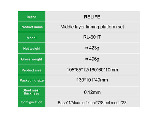 [RL-601T] RELIFE RL-601T 31 in 1 iPhone X-17 PM 16E Motherboard Middle Layer Board Plant Tin Platform 3D BGA Reballing Stencil Repair Kit