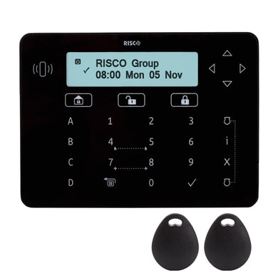 [RPKELPB0000A] RISCO Elegant Keypad Black includes 2 Prox Tags Suits LightSYS+ and LightSYS2 - Polar Tech Australia