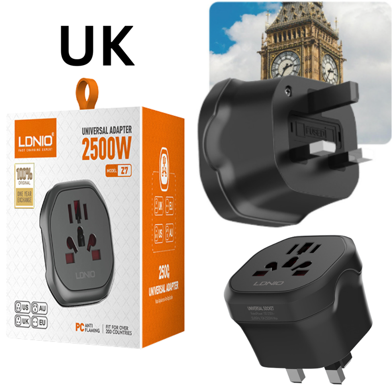 Load image into Gallery viewer, [Z7] LDNIO AU/EU/UK/US 2500W High Power Travel Wall Charger Plug Conversion Socket Adaptors

