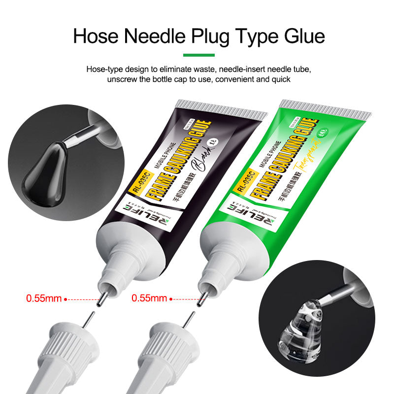Load image into Gallery viewer, [RL-035C] [Black] RELIFE Mobile Phone Frame Caulking Glue For Elastic Bonding Cracked Back Housing Screen Light Leakage Repair Adhesive
