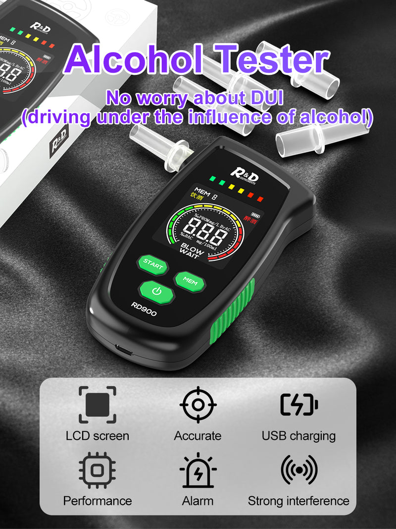 Chargez l&#39;image dans la visionneuse de la galerie, [RD900] R&amp;D Alcohol Tester Rechargeable Digital Breath Tester Breathalyzer Gas Alcohol Detector for Personal &amp; Professional Use - Polar Tech Australia
