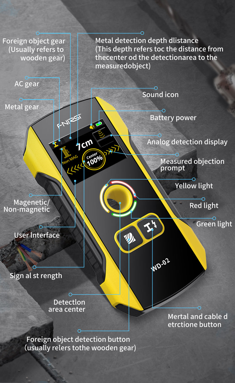 Load image into Gallery viewer, [WD-02] FNIRSI Wall Detector Scanners Stud Finder Positioning Hole TFT Display AC Live Cable Wires Metal Wood Stud Wall Scanner - Polar Tech Australia
