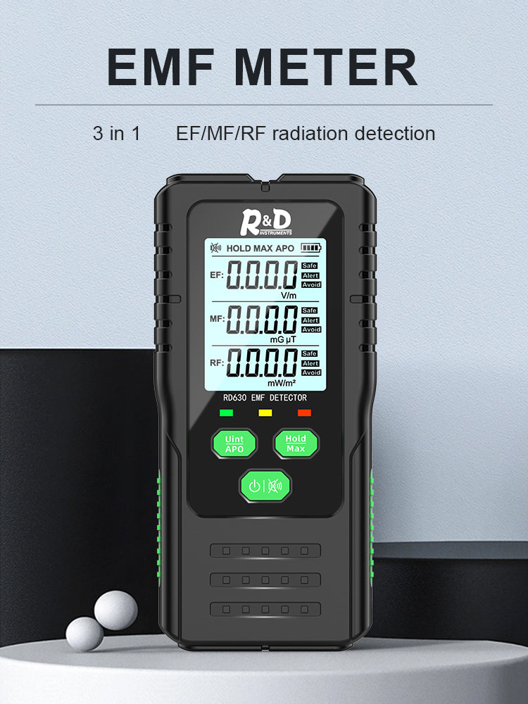 Cargue la imagen en el visor de la galería, [RD630C] R&amp;D Electromagnetic Field Radiation Detector Tester EMF Meter Multifunctional Handheld Portable Radio Frequency Warn Meter - Polar Tech Australia
