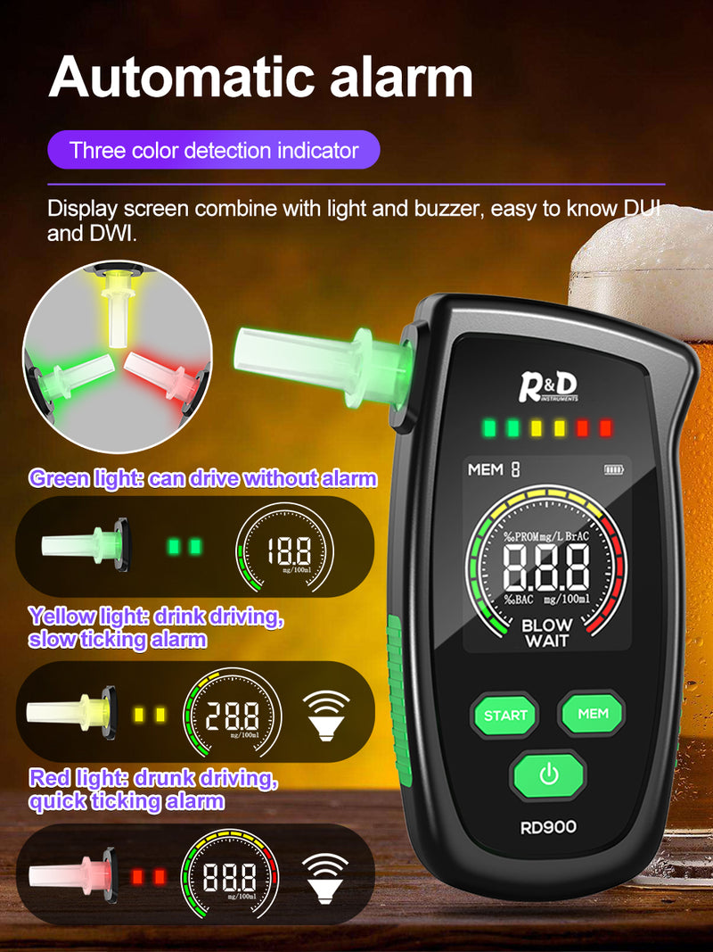 Chargez l&#39;image dans la visionneuse de la galerie, [RD900] R&amp;D Alcohol Tester Rechargeable Digital Breath Tester Breathalyzer Gas Alcohol Detector for Personal &amp; Professional Use - Polar Tech Australia
