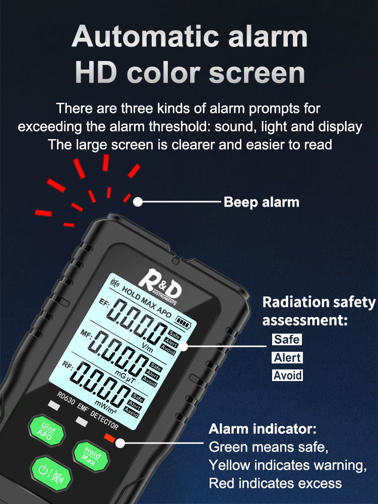 Cargue la imagen en el visor de la galería, [RD630C] R&amp;D Electromagnetic Field Radiation Detector Tester EMF Meter Multifunctional Handheld Portable Radio Frequency Warn Meter - Polar Tech Australia

