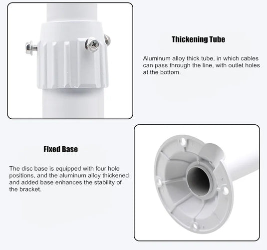 [1 Split 2] Universal Retractable Extension Aluminium CCTV Dome Camera Wall or Ceiling Mount Bracket Holder - Polar Tech Australia