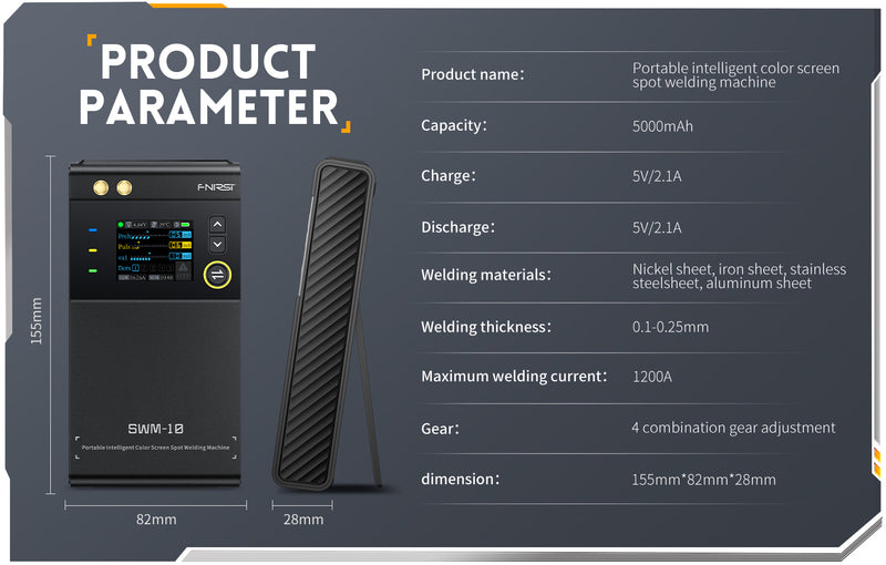 Chargez l&#39;image dans la visionneuse de la galerie, [SWM-10] FNIRSI Portable Battery Spot Welder DIY Mini Welding Machine 18650 Battery Pack Welding Tool 5000mah Weldable 0.25mm - Polar Tech Australia

