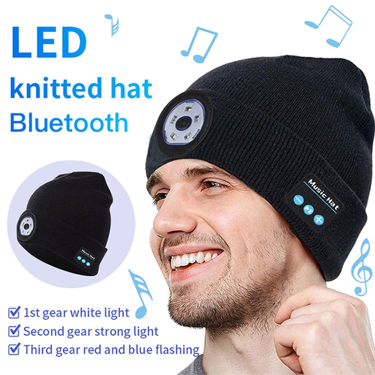 Load image into Gallery viewer, Outdoor Night Running Night Fishing LED Light Illumination Bluetooth 5.0 Knitted Hat - Polar Tech Australia
