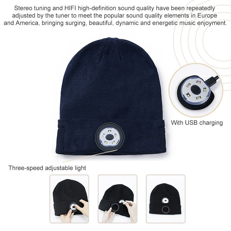 Load image into Gallery viewer, Outdoor Night Running Night Fishing LED Light Illumination Bluetooth 5.0 Knitted Hat - Polar Tech Australia
