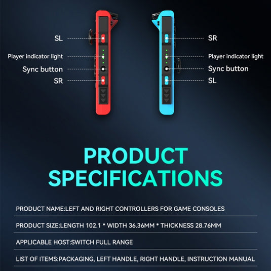 JOY-02 Gaming Left And Right Handle With RGB Lights Body Feel Bluetooth Gamepad For Switch / Switch OLED / Switch Pro / Switch Lite / Switch Joycon - Polar Tech Australia