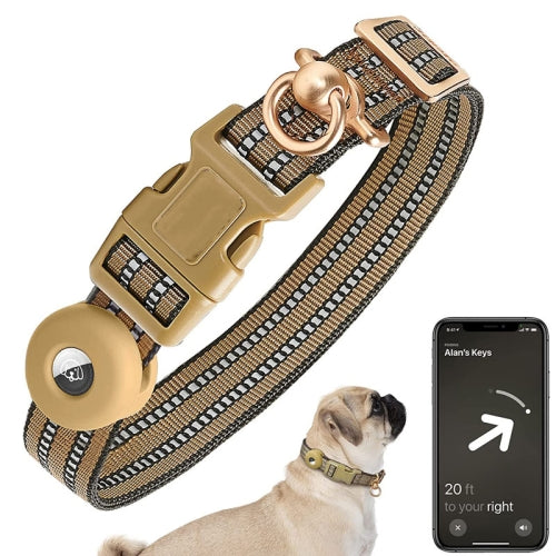 For AirTag Tracker Silicone Sleeve Medium Dog Collar Nylon Reflective Anti-Tangle Pet Collar - Polar Tech Australia