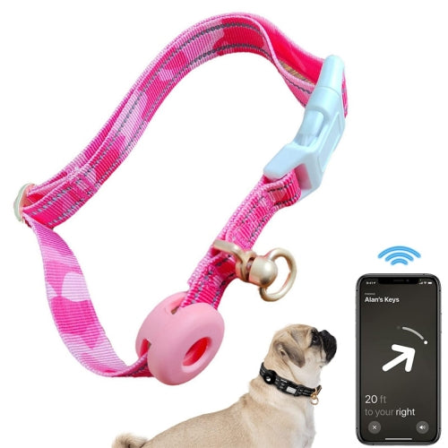 For AirTag Tracker Silicone Sleeve Medium Dog Collar Nylon Reflective Anti-Tangle Pet Collar - Polar Tech Australia