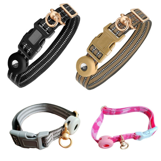 For AirTag Tracker Silicone Sleeve Medium Dog Collar Nylon Reflective Anti-Tangle Pet Collar - Polar Tech Australia