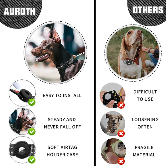 For AirTag Tracker Silicone Sleeve Medium Dog Collar Nylon Reflective Anti-Tangle Pet Collar - Polar Tech Australia