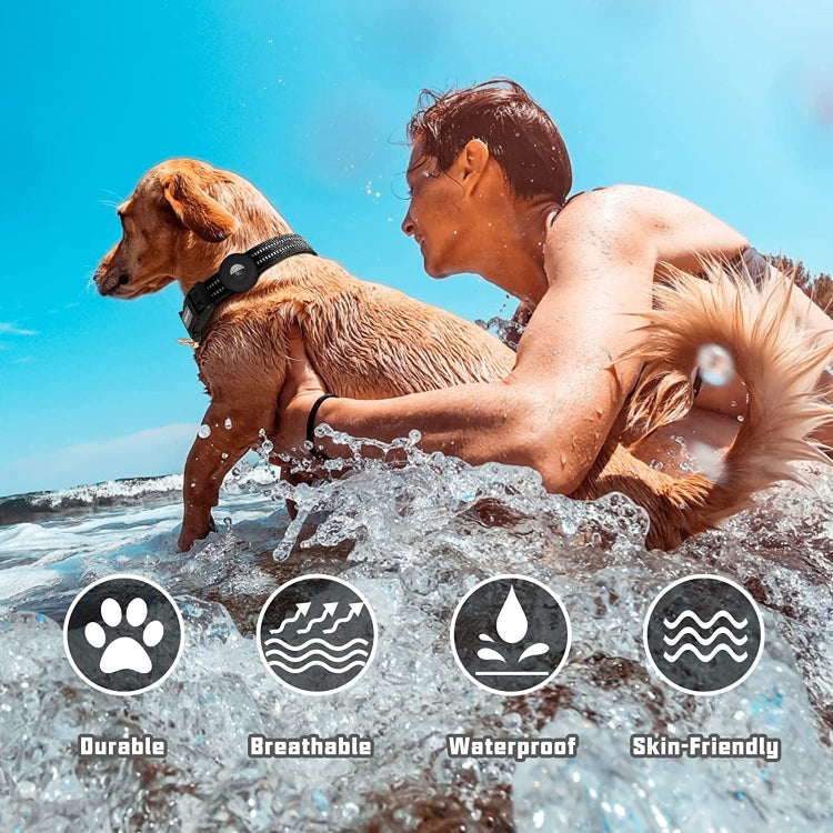 Load image into Gallery viewer, For AirTag Tracker Silicone Sleeve Medium Dog Collar Nylon Reflective Anti-Tangle Pet Collar - Polar Tech Australia
