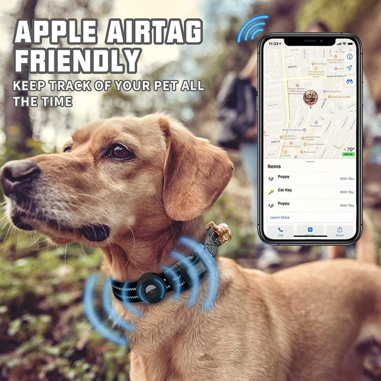 Load image into Gallery viewer, For AirTag Tracker Silicone Sleeve Medium Dog Collar Nylon Reflective Anti-Tangle Pet Collar - Polar Tech Australia
