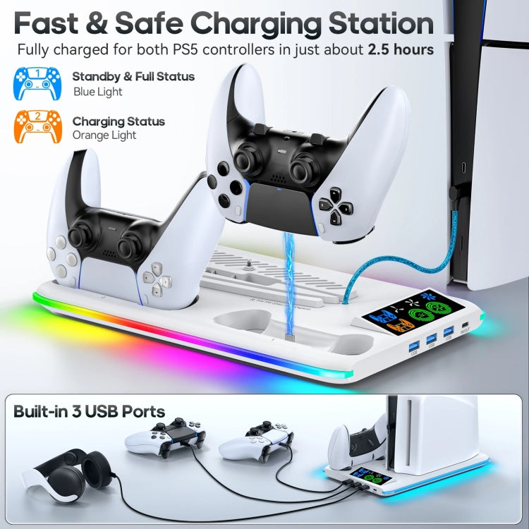 Cargue la imagen en el visor de la galería, PS5 Slim / PS5 iplay HA-8008 Cooling Bracket Headphone Organiser Grip Holder Charger - Polar Tech Australia
