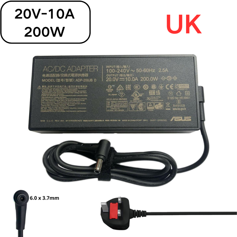 Chargez l&#39;image dans la visionneuse de la galerie, [20 V-10 A/200 W] [6,0 x 3,7] ASUS Rog pour ordinateur portable de jeu PC de bureau adaptateur d&#39;alimentation secteur chargeur
