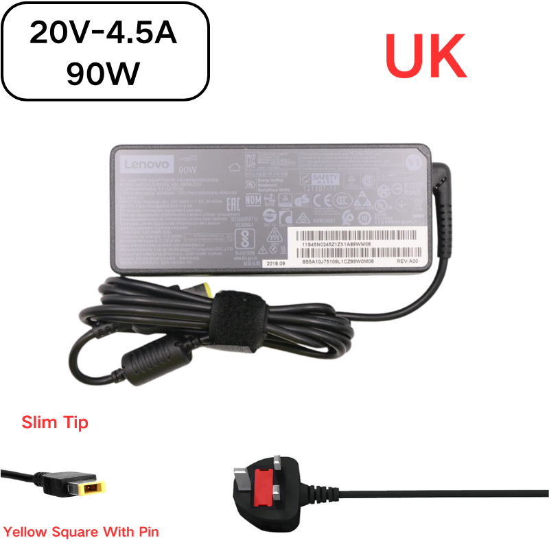 Load image into Gallery viewer, [20V-4.5A/90W][Yellow Square] Original Lenovo Laptop AC Power Supply Adapter Charger
