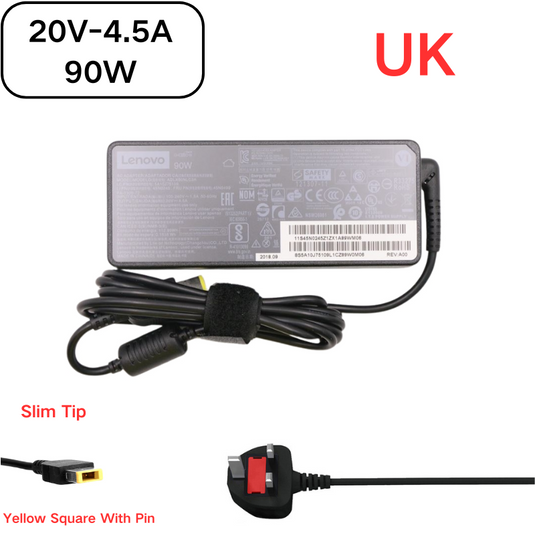 [20V-4.5A/90W][Yellow Square] Original Lenovo Laptop AC Power Supply Adapter Charger