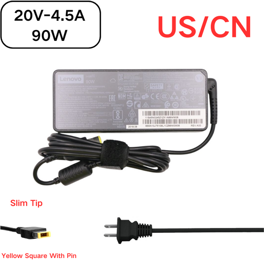 [20V-4.5A/90W][Yellow Square] Original Lenovo Laptop AC Power Supply Adapter Charger