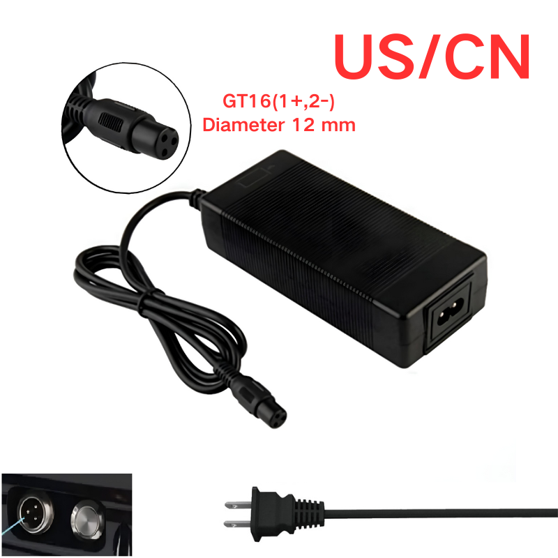 Cargue la imagen en el visor de la galería, [48V-54.6V/3A][GX16 Plug] Universal For 48V 13S Li-Ion Lithium Battery Pack Electric Scooter EBike AC Power Adapter Charger
