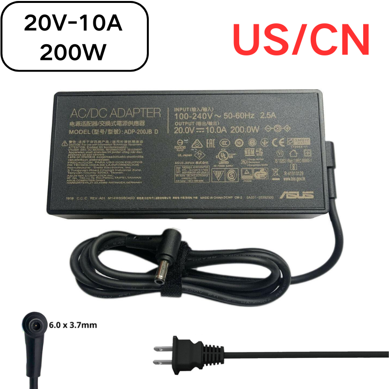 Chargez l&#39;image dans la visionneuse de la galerie, [20 V-10 A/200 W] [6,0 x 3,7] ASUS Rog pour ordinateur portable de jeu PC de bureau adaptateur d&#39;alimentation secteur chargeur
